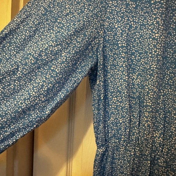 Blue Floral Farm House Maxi Long Sleeve Dress - Picture 5 of 6